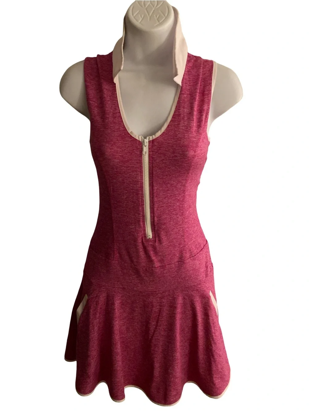 Calla Pink  Heathered Sleeveless Athletic Dress with Mesh Back Panel - XS